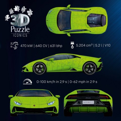 Puzzle 3D 158 elementów Samochód Lamborghini Huracan EVO Verde
