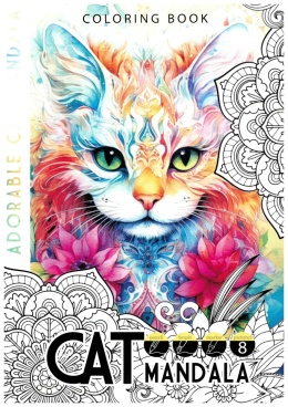 Kolorowanka A4 8 obrazków Cat mandala Koty