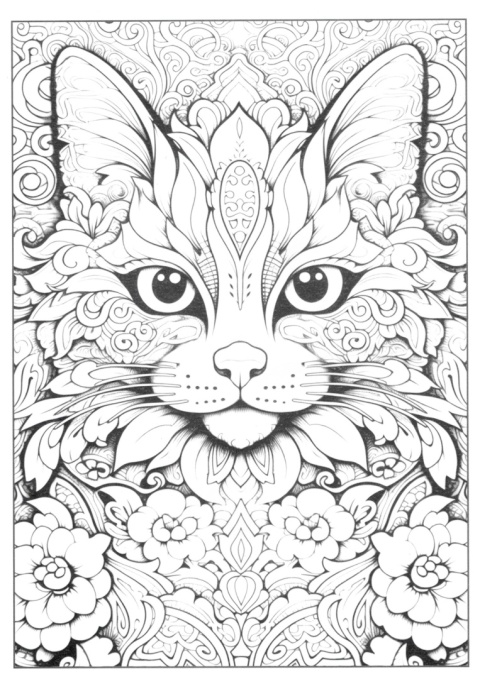 Kolorowanka A4 8 obrazków Cat mandala Koty