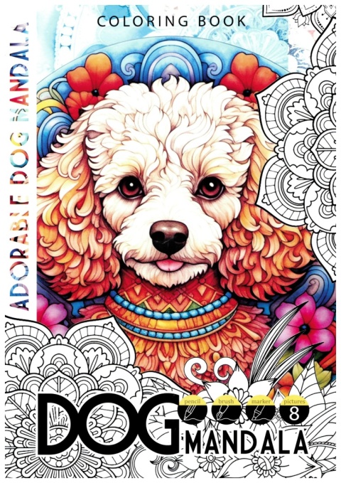 Kolorowanka A4 8 obrazków Dog mandala Psy