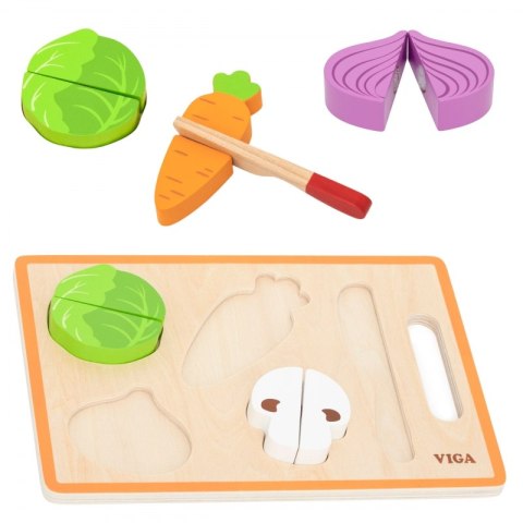 VIGA Drewniana Układanka Edukacyjna Montessori Warzywa do Krojenia