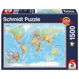 PQ Puzzle 1500 el. Mapa świata Schmidt - puzzle