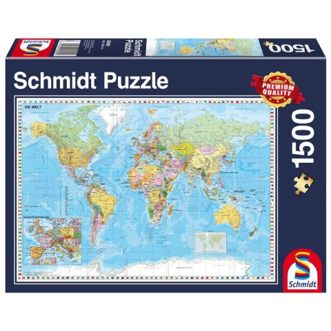 PQ Puzzle 1500 el. Mapa świata Schmidt - puzzle