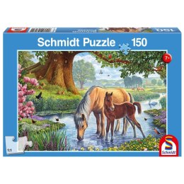 Puzzle 150 el. Konie przy strumieniu Schmidt - puzzle