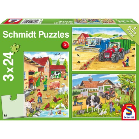 Puzzle 3 x 24 el. Praca na wsi Schmidt - puzzle