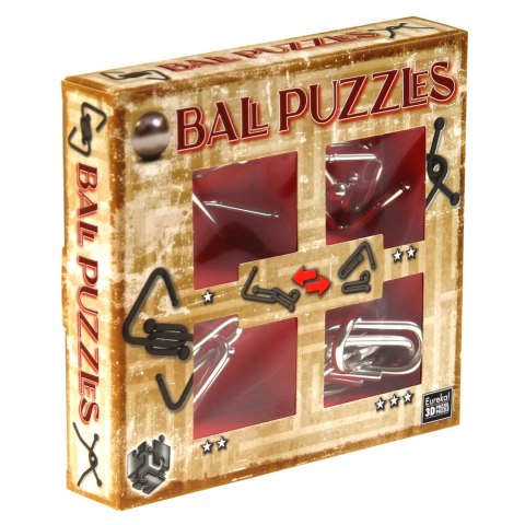 Łamigłówki metalowe 4 szt. BALL PUZZLES ZESTAW CZERWONY Eureka 3D