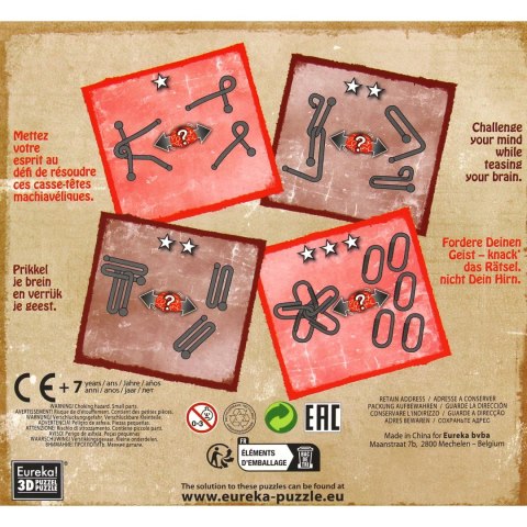 Łamigłówki metalowe 4 szt. BALL PUZZLES ZESTAW CZERWONY Eureka 3D