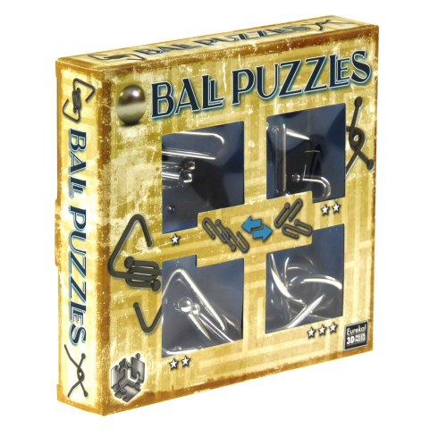 Łamigłówki metalowe 4 szt. BALL PUZZLES ZESTAW NIEBIESKI Eureka 3D