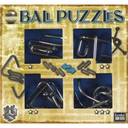 Łamigłówki metalowe 4 szt. BALL PUZZLES ZESTAW NIEBIESKI Eureka 3D