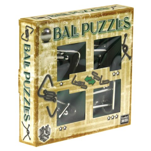 Łamigłówki metalowe 4 szt. BALL PUZZLES ZESTAW ZIELONY Eureka 3D