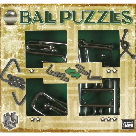 Łamigłówki metalowe 4 szt. BALL PUZZLES ZESTAW ZIELONY Eureka 3D