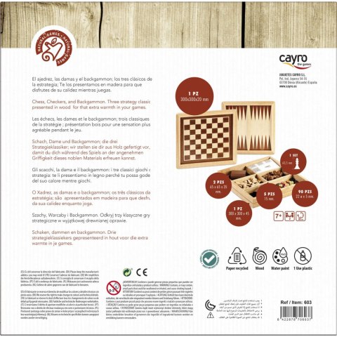 Szachy / Warcaby / Backgammon (drewniane) (603) Cayro