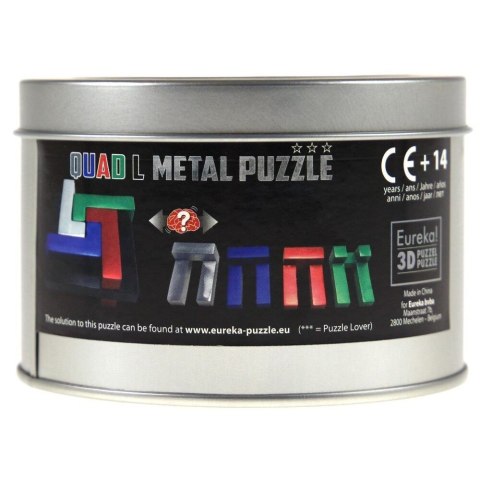 Łamigłówka metalowa w puszce - Quad L (kolorowa) - poziom 3/4 Eureka 3D