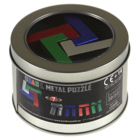 Łamigłówka metalowa w puszce - Quad L (kolorowa) - poziom 3/4 Eureka 3D