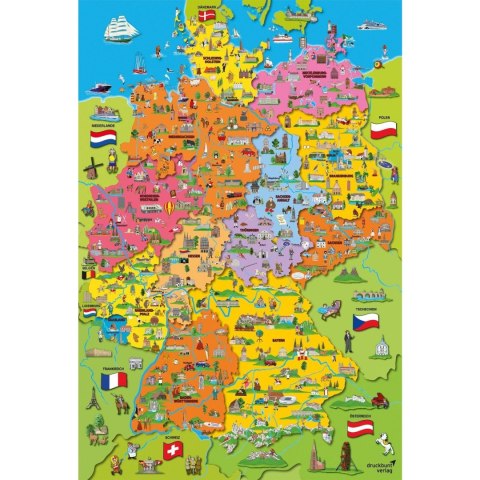 Puzzle 200 el. Ilustrowana mapa Niemiec Schmidt - puzzle