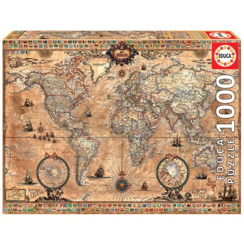 Puzzle 1000 el. Antyczna mapa świata Educa