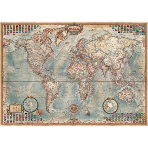 Puzzle 1500 el. Polityczna mapa świata (retro) Educa