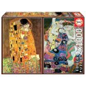 Puzzle 2 x 1000 el. Pocałunek / Dziewica, Gustav Klimt Educa