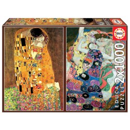 Puzzle 2 x 1000 el. Pocałunek / Dziewica, Gustav Klimt Educa
