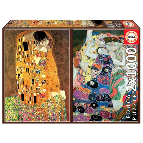 Puzzle 2 x 1000 el. Pocałunek / Dziewica, Gustav Klimt Educa