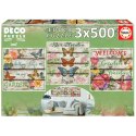 Puzzle 3 x 500 el. Kwiaty i motyle Educa