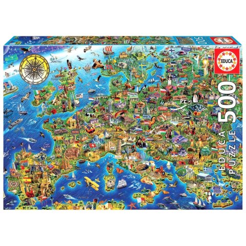 Puzzle 500 el. Mapa Europy Educa