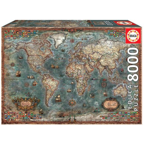 Puzzle 8000 el. Polityczna mapa świata (retro) Educa