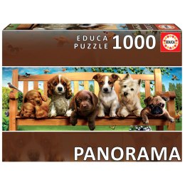 Puzzle 1000 el. Szczenięta na ławce (panorama) Educa