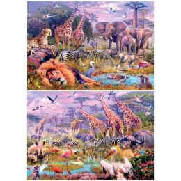 Puzzle 2 x 100 el. Dzikie zwierzęta (panorama) Educa