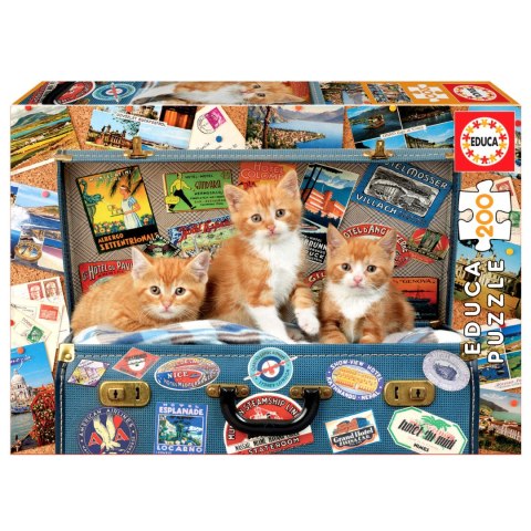 Puzzle 200 el. Kocięta ruszają w podróż Educa