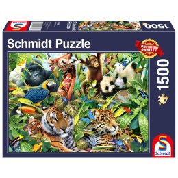 PQ Puzzle 1500 el. Kolorowy świat zwierząt Schmidt - puzzle