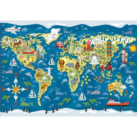 Puzzle 200 el. Mapa świata Educa