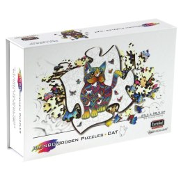 Puzzle drewniane / kolorowe - Kot Eureka 3D