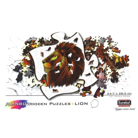 Puzzle drewniane / kolorowe - Lew Eureka 3D