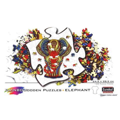 Puzzle drewniane / kolorowe - Słoń Eureka 3D