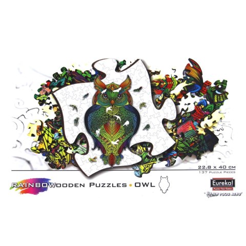 Puzzle drewniane / kolorowe - Sowa Eureka 3D