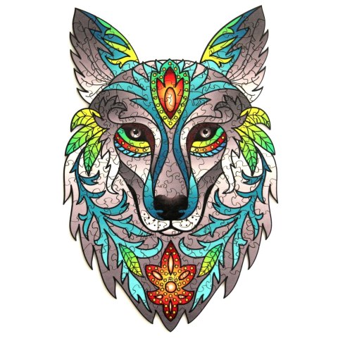 Puzzle drewniane / kolorowe - Wilk Eureka 3D