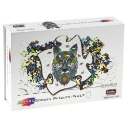 Puzzle drewniane / kolorowe - Wilk Eureka 3D