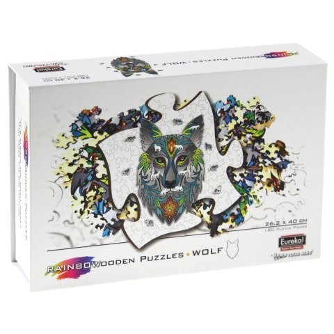 Puzzle drewniane / kolorowe - Wilk Eureka 3D
