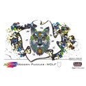 Puzzle drewniane / kolorowe - Wilk Eureka 3D