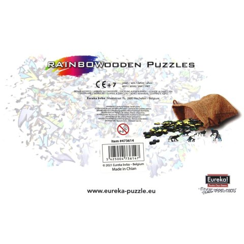Puzzle drewniane / kolorowe - Wilk Eureka 3D