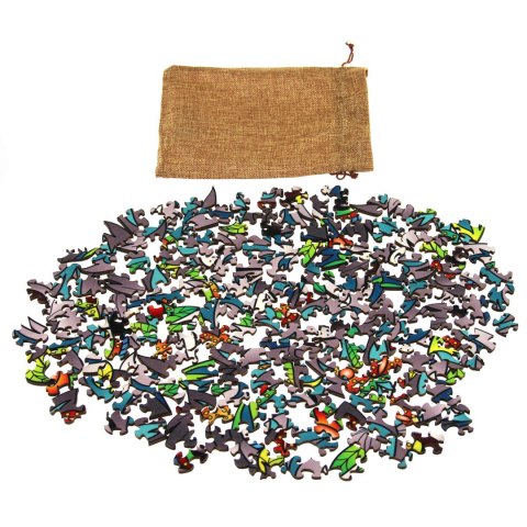 Puzzle drewniane / kolorowe - Wilk Eureka 3D