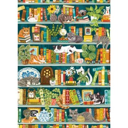 Puzzle 1000 el. Miejsce dla książek i kotów Cobble Hill