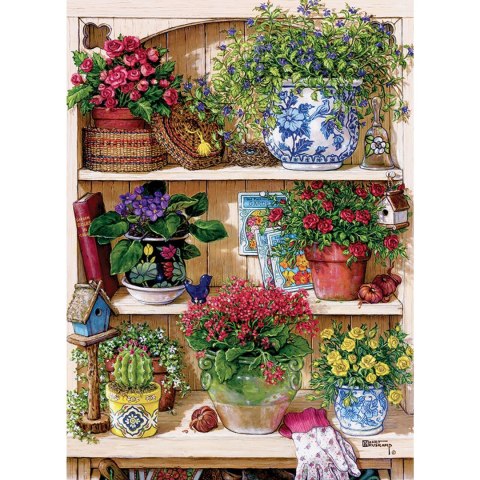 Puzzle 500 el. Regał z kwiatami Cobble Hill