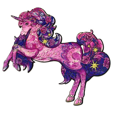 Puzzle drewniane / kolorowe - Jednorożec Eureka 3D