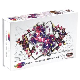 Puzzle drewniane / kolorowe - Jednorożec Eureka 3D