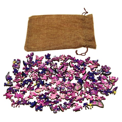 Puzzle drewniane / kolorowe - Jednorożec Eureka 3D