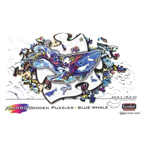 Puzzle drewniane / kolorowe - Płetwal błękitny Eureka 3D