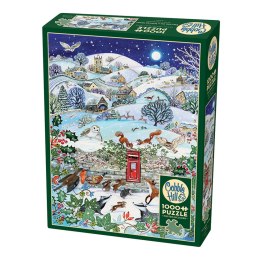 Puzzle 1000 el. Wieś zimową nocą Cobble Hill