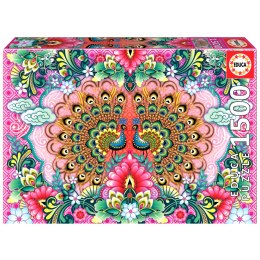 Puzzle 1500 el. Kolorowe pawie, Catalina Estrada Educa